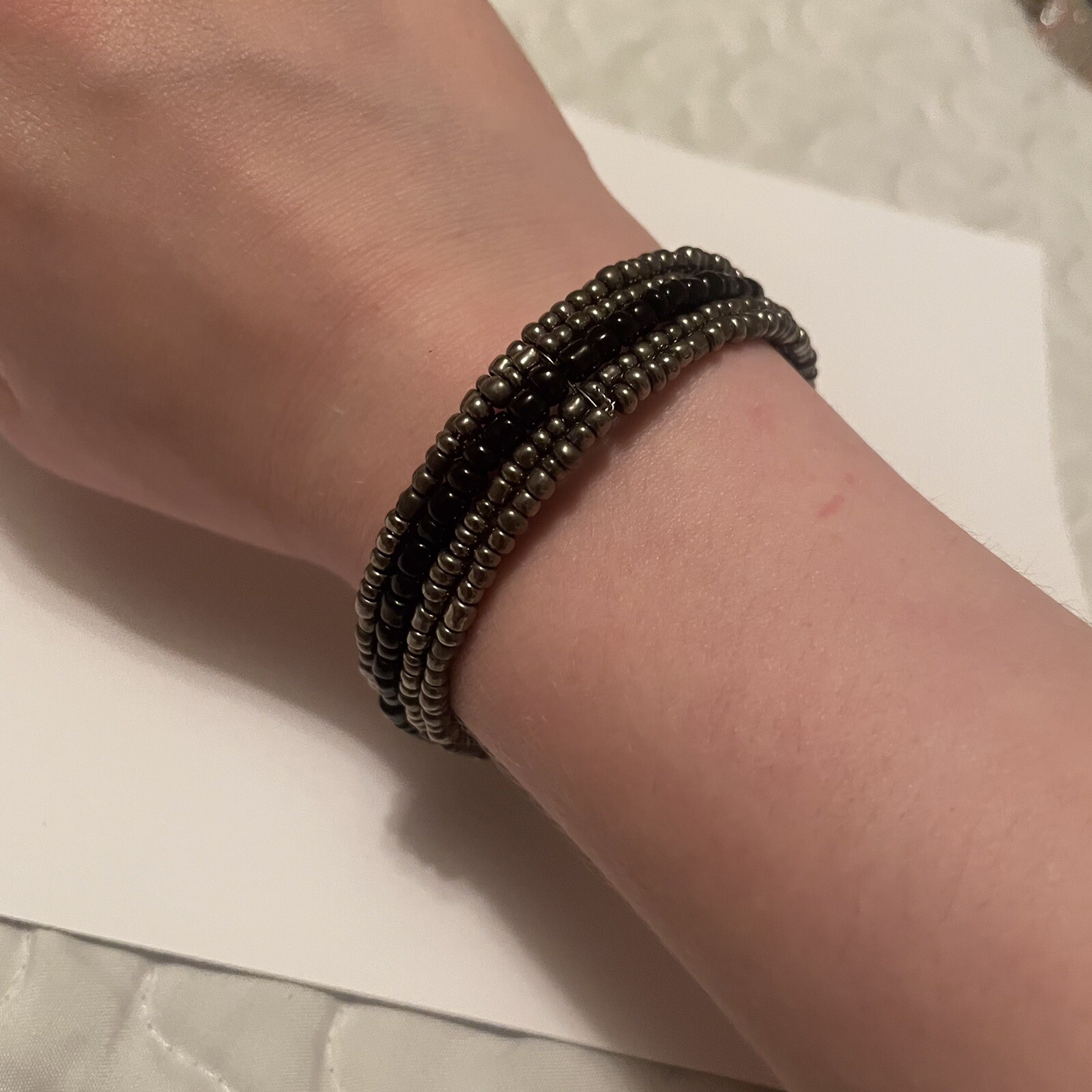 Women’s Cuff Stretchy / Adjustable Bead Costume Bracelet Grey / Black gallery