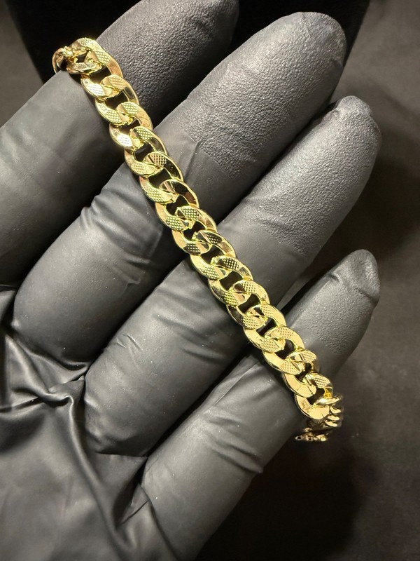 concave cuban gold layered bracelet 8 inch 7.5 mm lobster clasp gallery