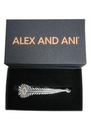 Alex and Ani Silver Peacock Feather Bangle Bracelet With Box Nwot