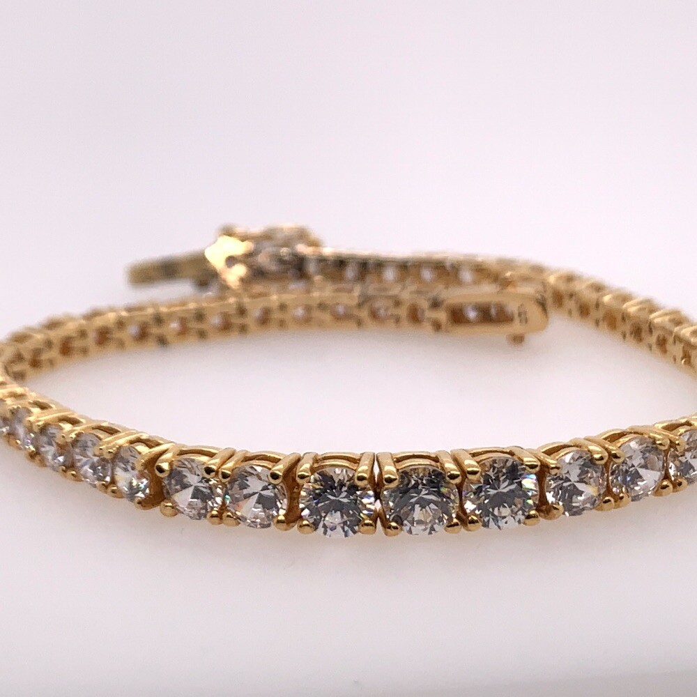 Rare Bracelet 14.59g 925 Graduating Silver 3-5mm RBC CZ Estate Vintage Gem Stone