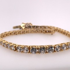 Rare Bracelet 14.59g 925 Graduating Silver 3-5mm RBC CZ Estate Vintage Gem Stone