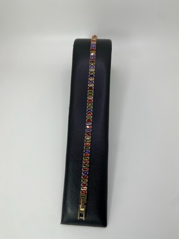 Gorgeous Multi Colour Crystal Tennis Bracelet 16.5-18.5cm" gallery