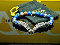 INVICTA ELEMENTS EAGLE Genuine NAVY IMPERIAL JASPER Gemstone Beaded Bracelet-LGR