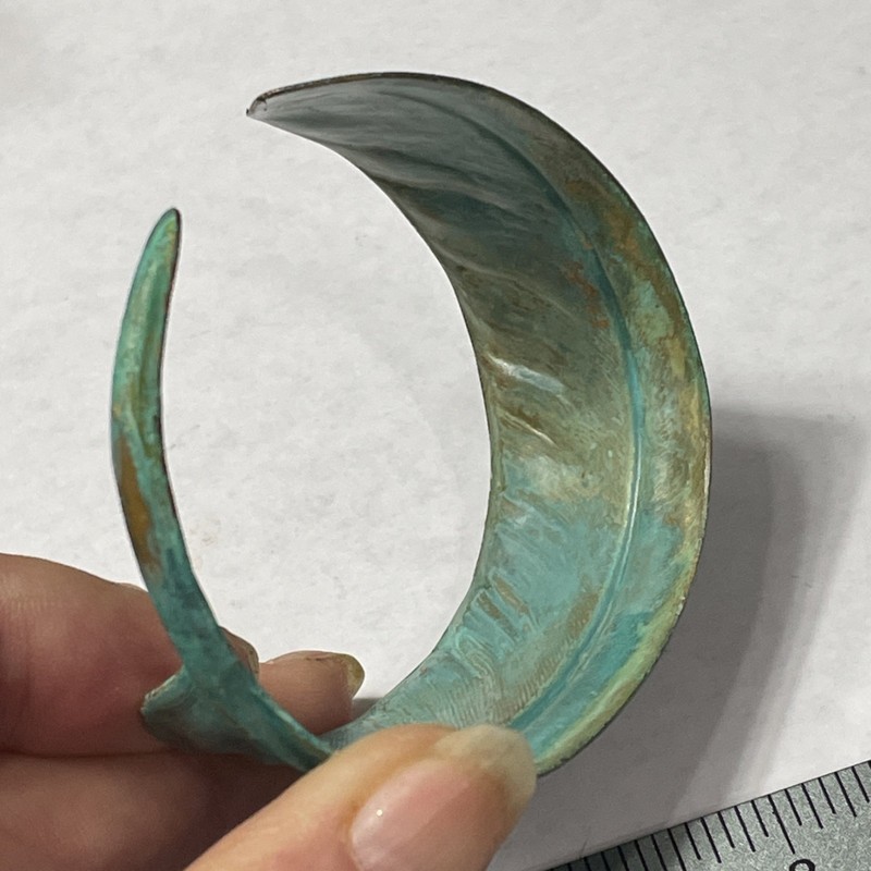 Verdigris Feather Cuff Bracelet Brass gallery