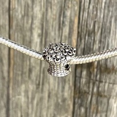 Flower Bouquet Floral Love Womens Silver European Charm Bead fit for bracelet