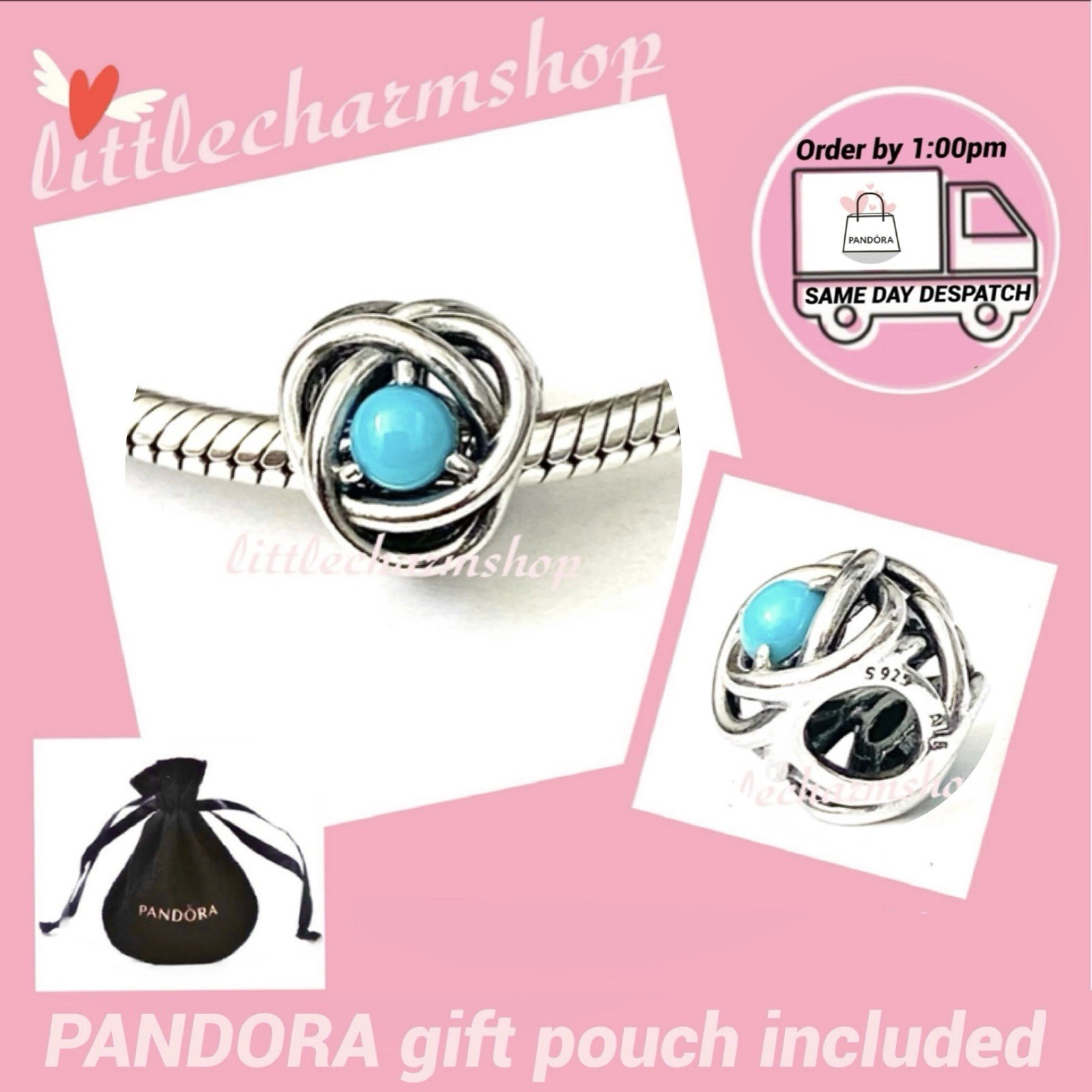 NEW Authentic PANDORA December Crystal Birthstone Eternity Circle Charm -RETIRED gallery