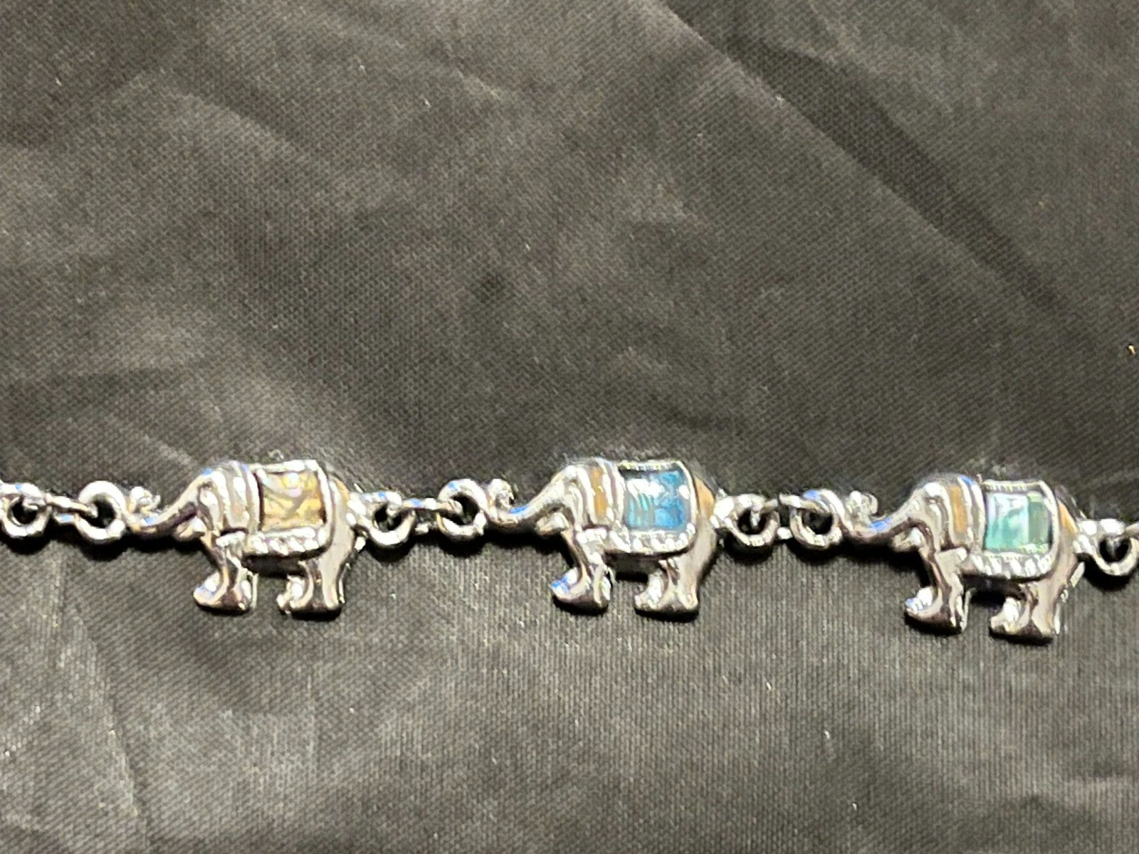 Elephant Bracelet Anklet Colorful Square Stone Fashion Jewelry Silvertone NEW! gallery