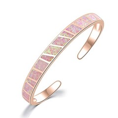 Kivony Fashion Fine Pink Fire Opal Bangles 925 Sterling Sliver Jewelry For Women