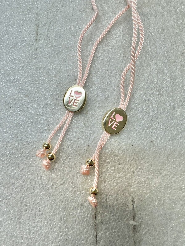 2 Ralph Lauren Polo Pink Drawstring Golden Love Bracelets gallery