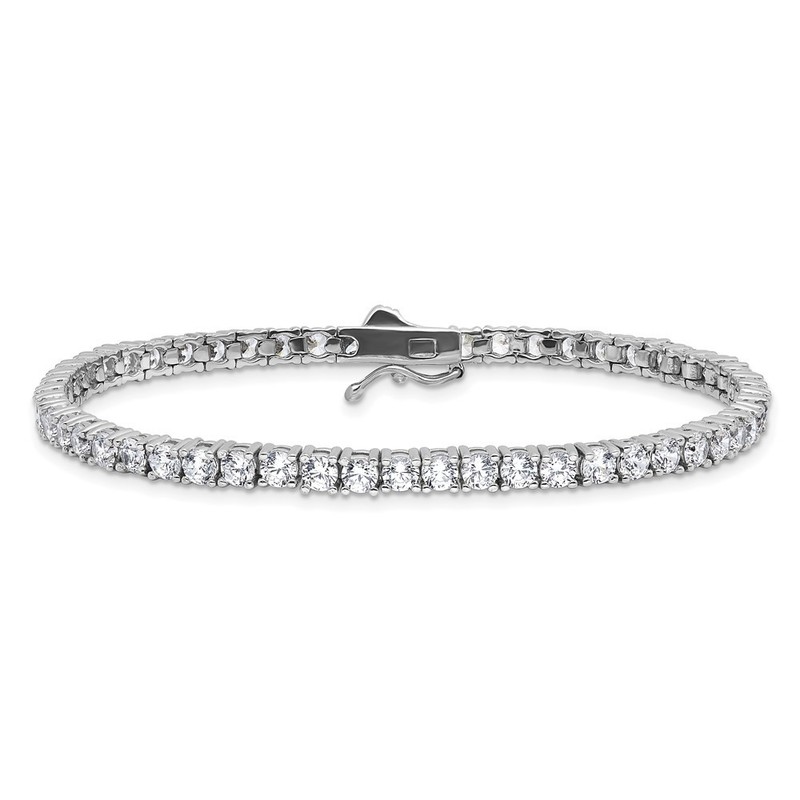 Sterling Silver Rhodium-plated 3mm Cubic Zirconia Bracelet 7" for Women 8.22gm gallery