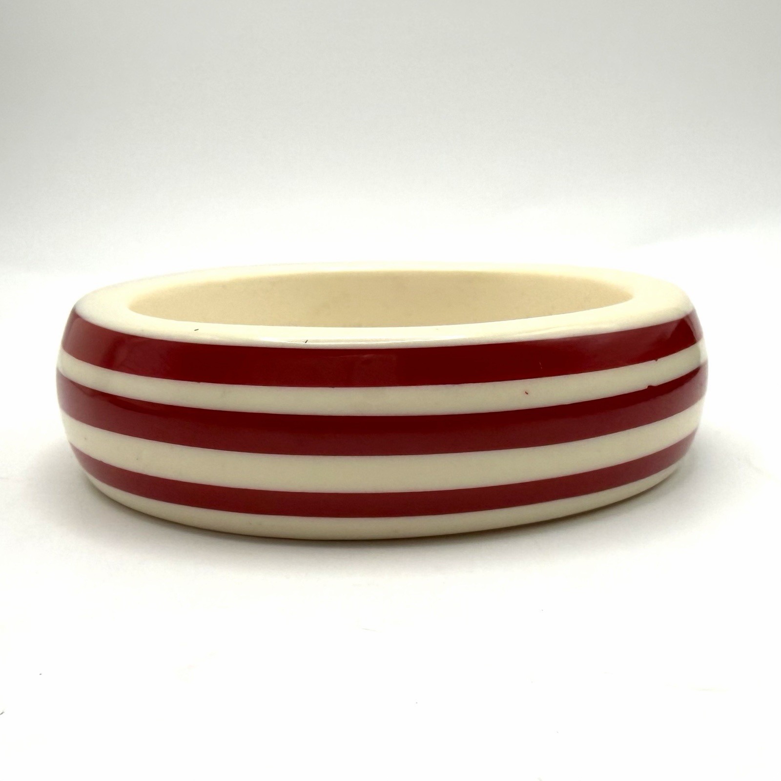 Vintage Red White Striped Lucite Bangle Bracelet Mid Century Statement Nautical gallery