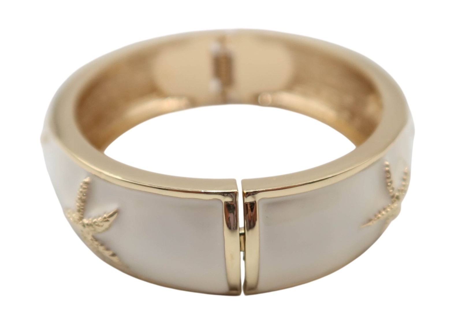 FORNASH Cream Gold Starfish Hinged Clamper Bracelet NEW Coastal Nautical Preppy gallery