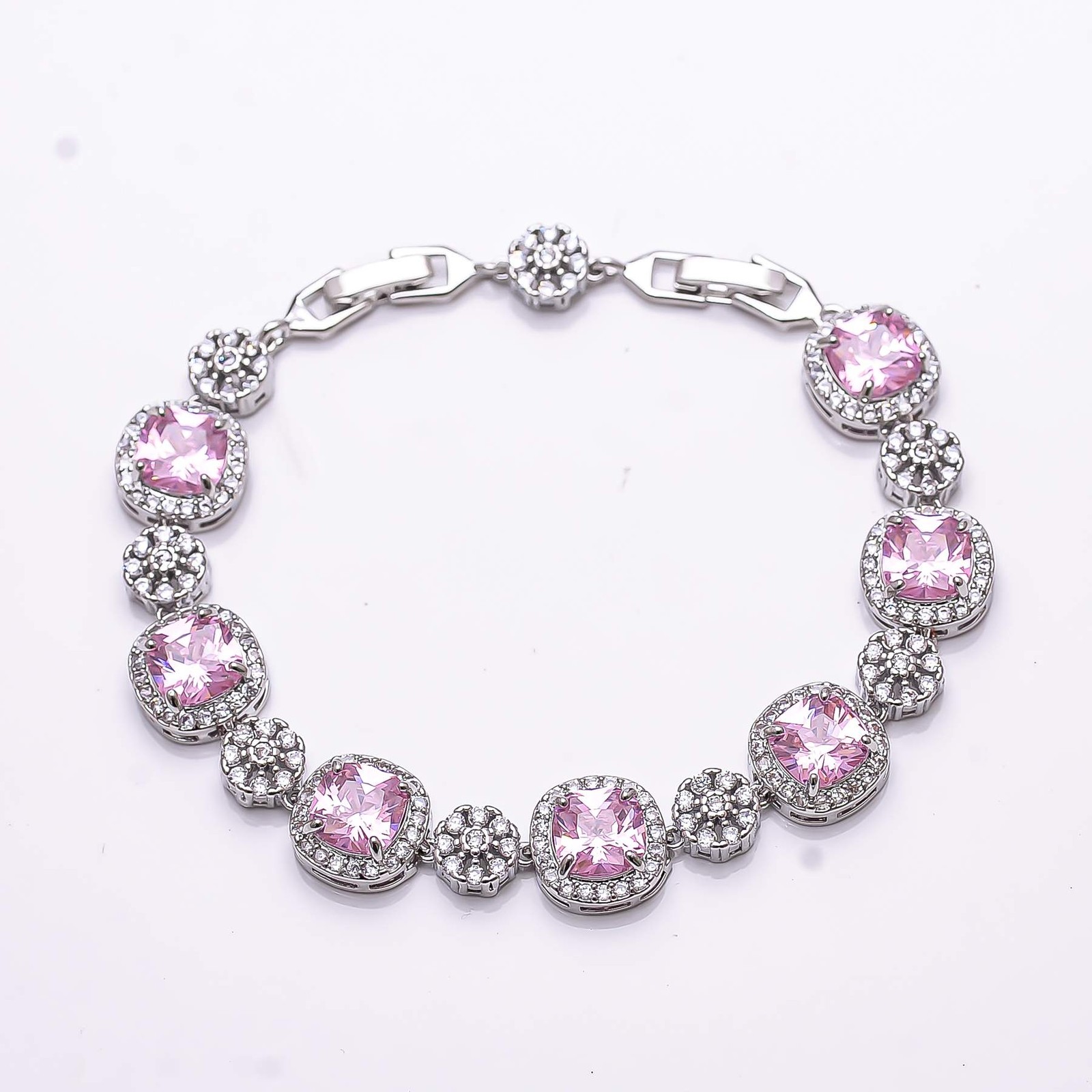 Pink Sapphire Simulated 925 Sterling Silver Tennis Bracelet 8.99" B7, Christmas gallery