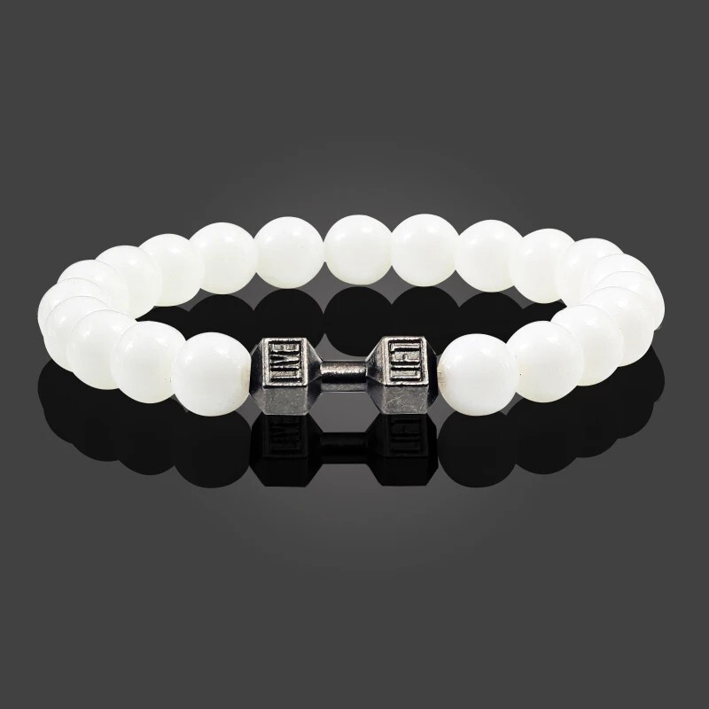 Volcanic Stone Beads Bracelet white Charm Bracelet Women Barbell Stran gallery
