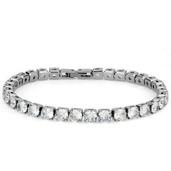 Stainless Steel None Tarnish Tennis Bracelet set with 5mm Round Cut Infinite …