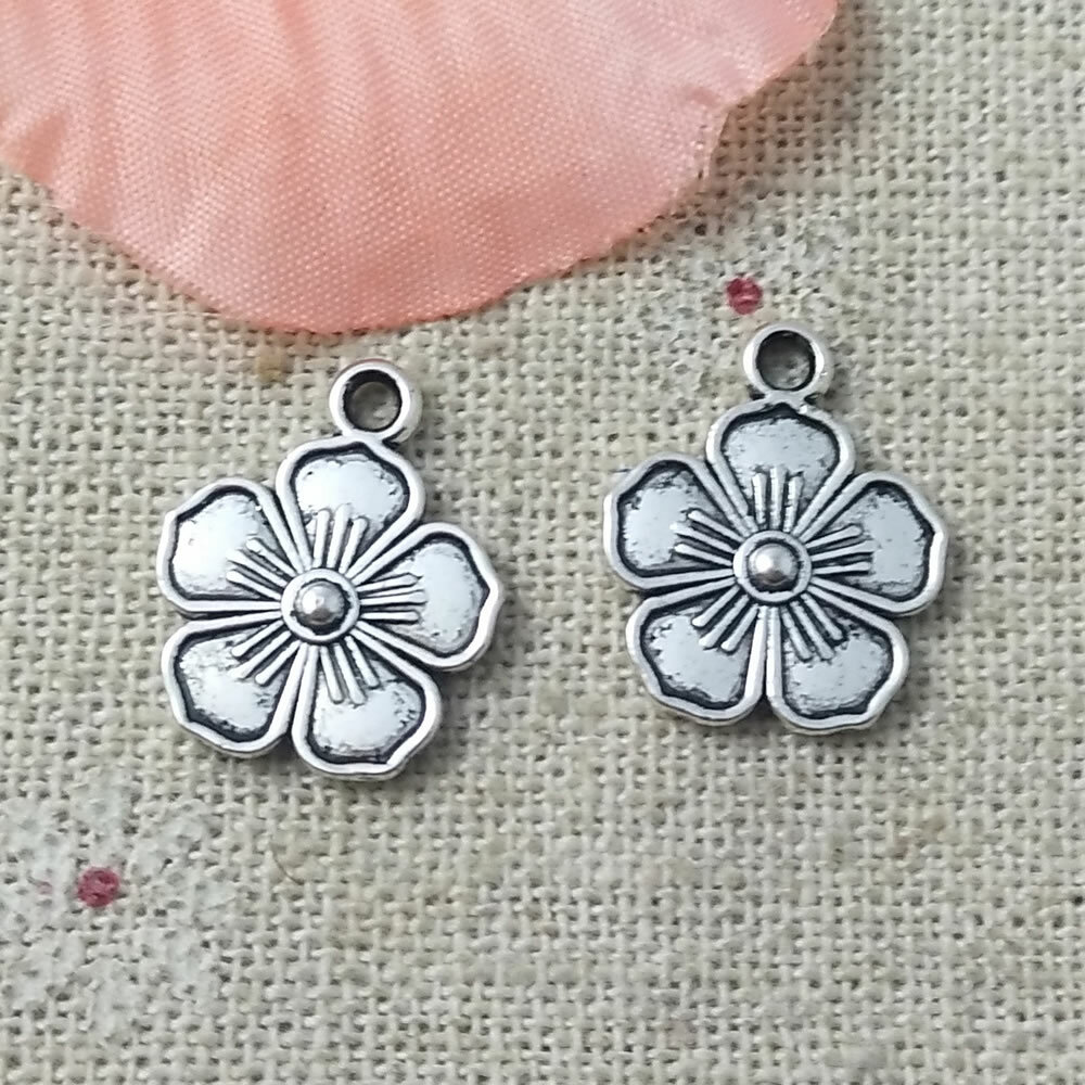 Free Ship 152 Pcs Tibetan Silver Flower Charms Pendant 16X13MM L-5200