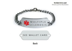MULTIPLE SCLEROSIS Medical Id Alert Bracelet. Free medical Emergency card.