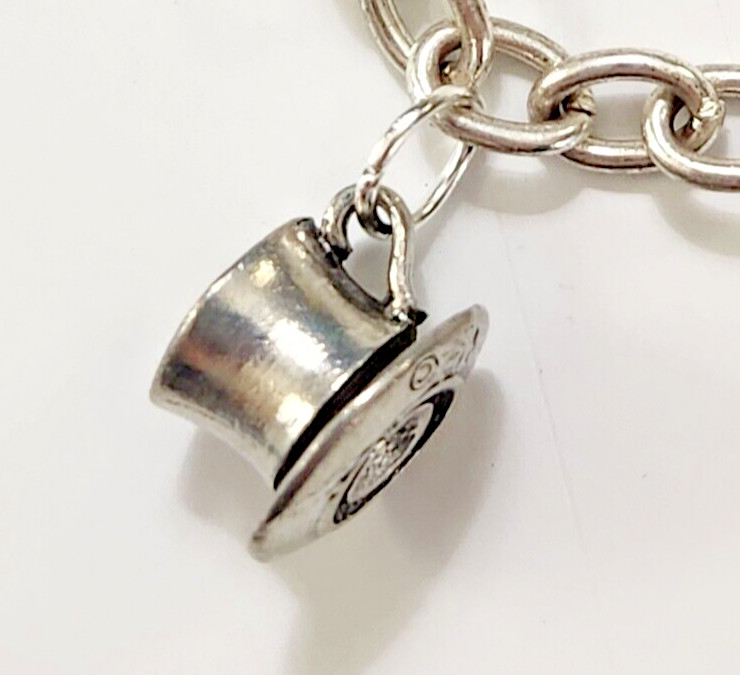 Silvertone Chain Link Bracelet 4 Charms 2 Tea Pots Cup/Saucer Tea Bag Boho gallery