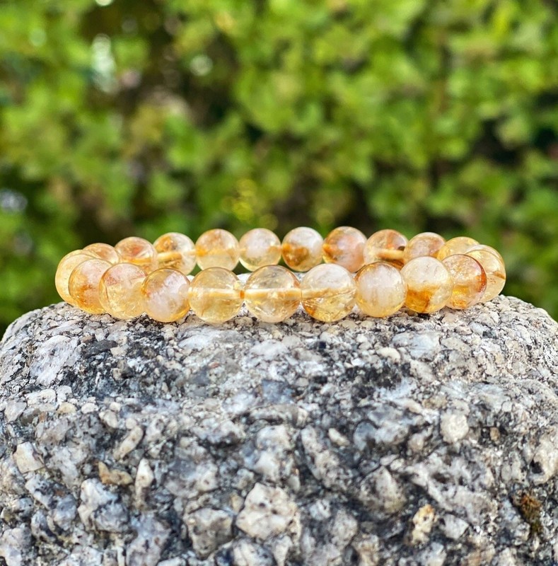 Natural Citrine Stone Bracelet 8mm Yellow Crystal Gemstone Stretch Bracelet gallery