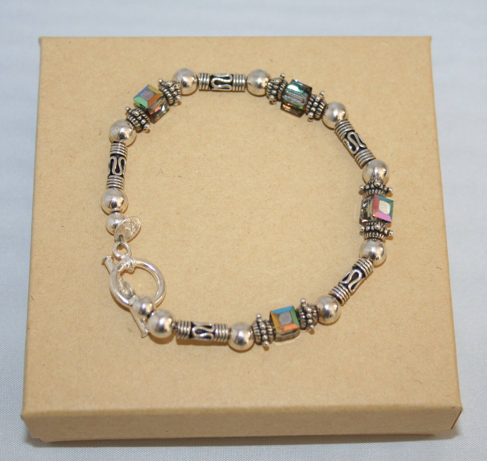 Silpada Sterling Silver "Catch The Light" Swarovski Bead Toggle Bracelet B0912 gallery