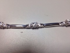 Silver Bracelet w/ Round And Oval Crystal Stones Stamped “LR” Tennis Bracelet