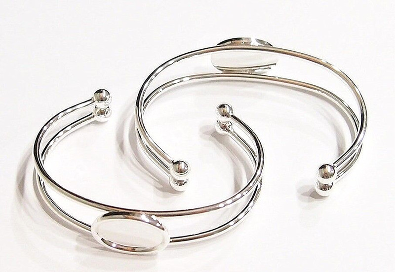 2 of 18x13mm Silver Plated Cuff Bracelet Settings, 4 Cameos, Cabochons or Glass gallery