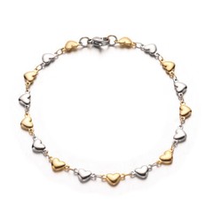 Stainless Steel Heart Bracelet Lobster Gold Silver 8″ 9x4x2mm Z183