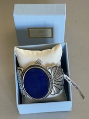 ATTERRI SILVER AND BLUE SEMI-PRECIOUS STONE CUFF BRACELET
