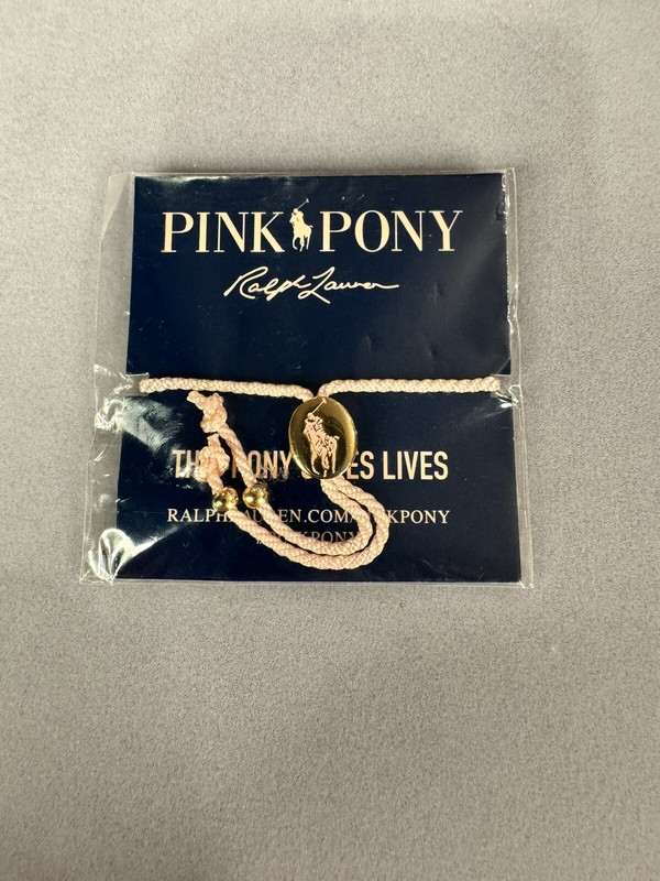 Ralph Lauren Pink Pony String Slide Bracelet Cancer Awareness Polo Adjustable gallery
