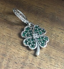 S925 Sterling Silver Green Clover Charm
