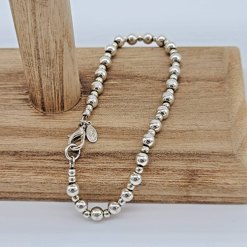 Premier Designs ARIEL Bracelet Silver Beaded 7.5" Lobster Clasp 2004 Catalog gallery