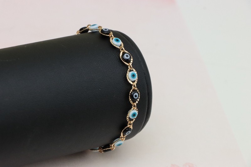 Rose Gold Bracelet with Blue & Black Evil Eye Charms, XPBL0790 gallery
