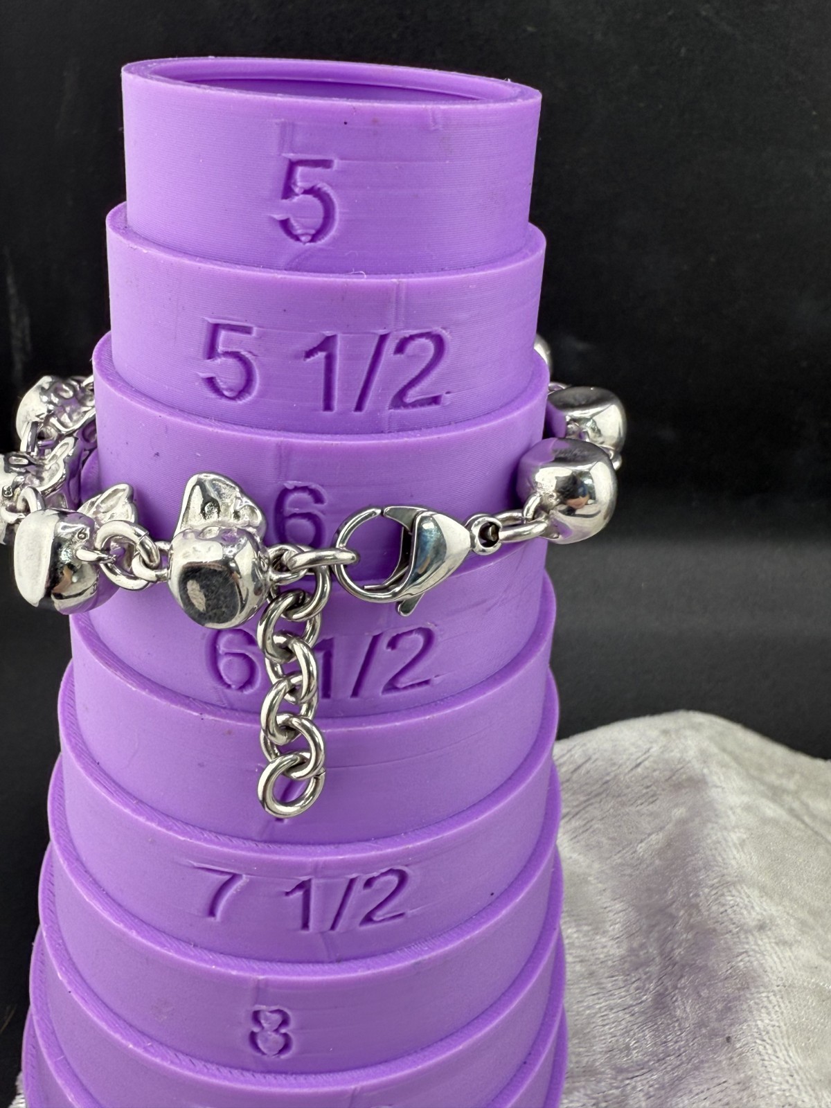 Skull Charm Bracelet Goth Steampunk Silver Tone 6" gallery