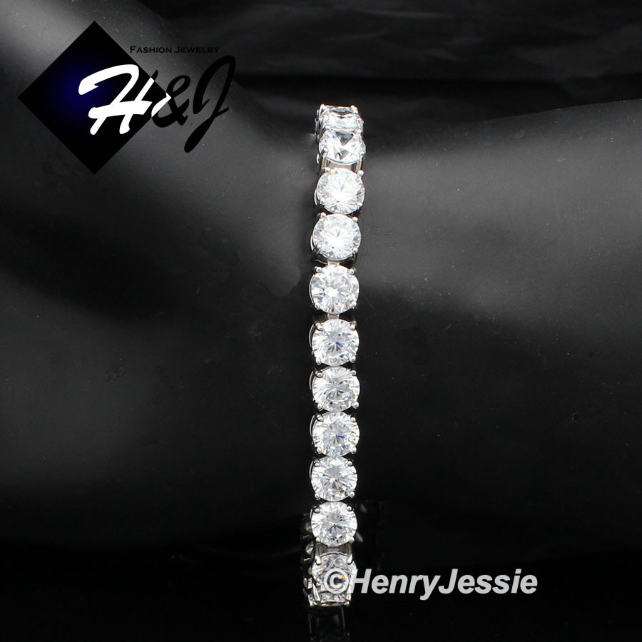7-8.5"MEN WOMEN 14K WHITE GOLD PLATED ICY BLING CZ 4MM 1 ROW TENNIS BRACELET*BB2 gallery