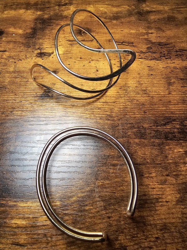 Gold Tone Metal Wire Cuff Bracelet, Stackable, Sizable, No Stone gallery