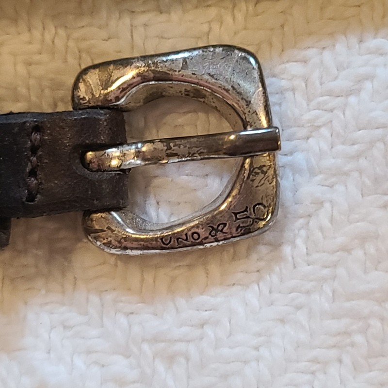 UNOde50 Silver Brown Metal Leather Buckle Cuff Bracelet Adjustable gallery