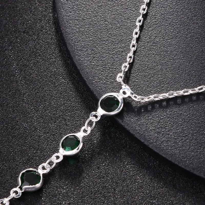 Stainless Steel Hand Chain Bracelet Women Zircon Beaded Link Ring Jewelry gallery