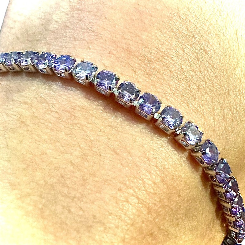 Amethyst CZ Tennis Bracelet 7.5 Inch 3mm Silver Plated Purple Gift For Her gallery