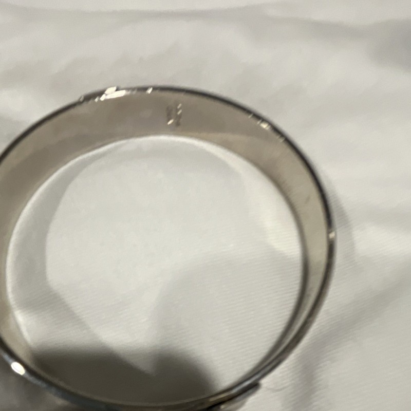 Coach Silver Red Metal Bangle Bracelet Push Lock Round Signed gallery