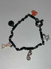 Marc Jacobs “The Mini Icon” Gunmetal-tone Charm Bracelet w/ Pave Rhinestone/CZ