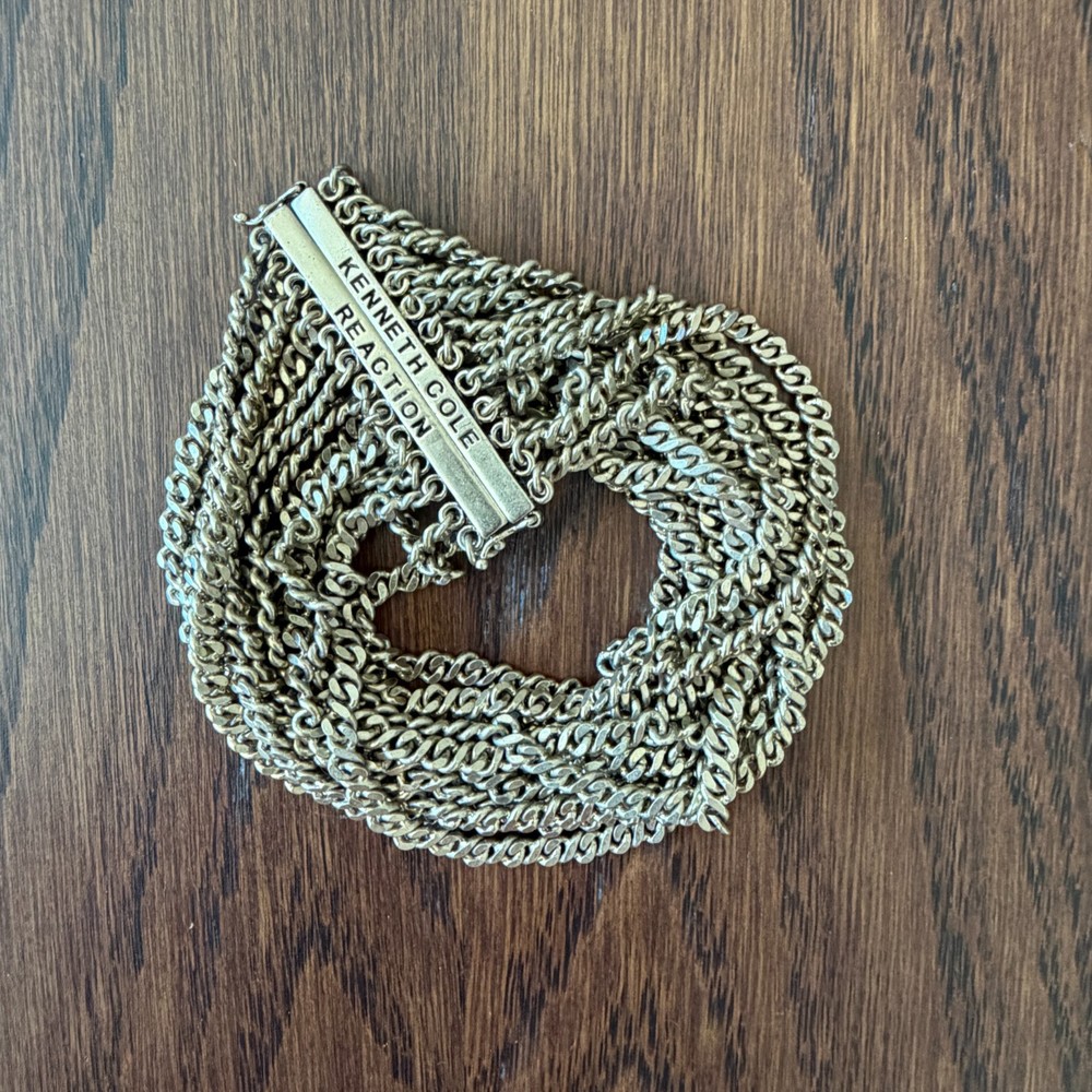 Kenneth Cole Reaction, Antique Gold-Tone Multi-Chain Statement Bracelet, 7.5”(L)