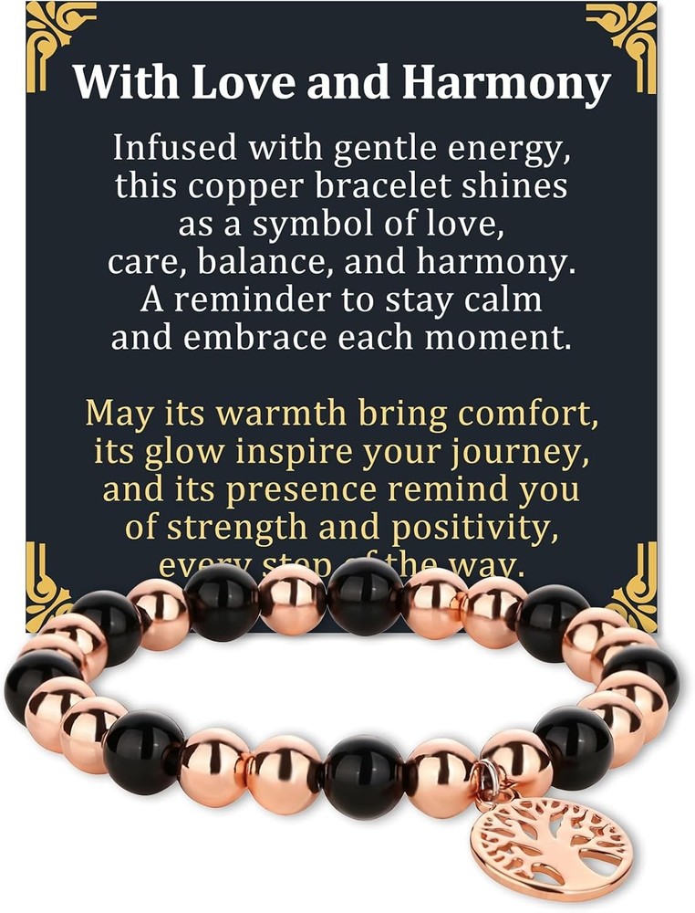 Copper Beads Bracelet for Women and Men, Adjustable 99.99% Pure Copper Beads wit