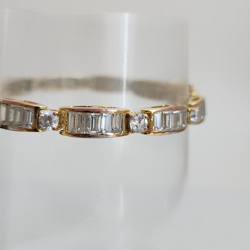 DBJ Dee Berkley 925 Gold Over Sterling CZ Baguette Bracelet 7" gallery