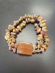 Stretch Bracelet Turquoise Glass Spacers With Aventurine, Agate, Or Amber Chips