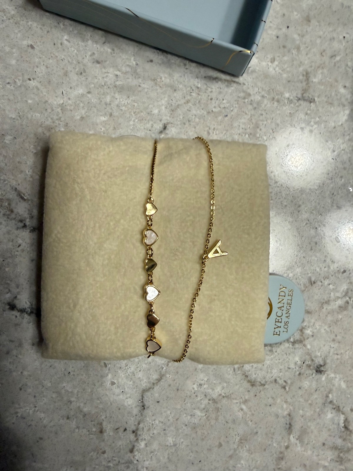 Eye Candy LA Set of 2 Adjustable Gold-Tone Brass Bracelets - Heart & Initial "A" gallery