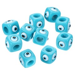 12mm Evil Eye Beads, 10 Pcs Large Hole Turkish Evil Eye Charm, Sky Blue