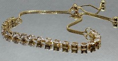 14k yellow gold plated lariat bracelet simulated tear drop shape diamonds