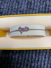 Swarovski Lifelong Bow Bracelet Bow Pink Rhodium Finish New In Box