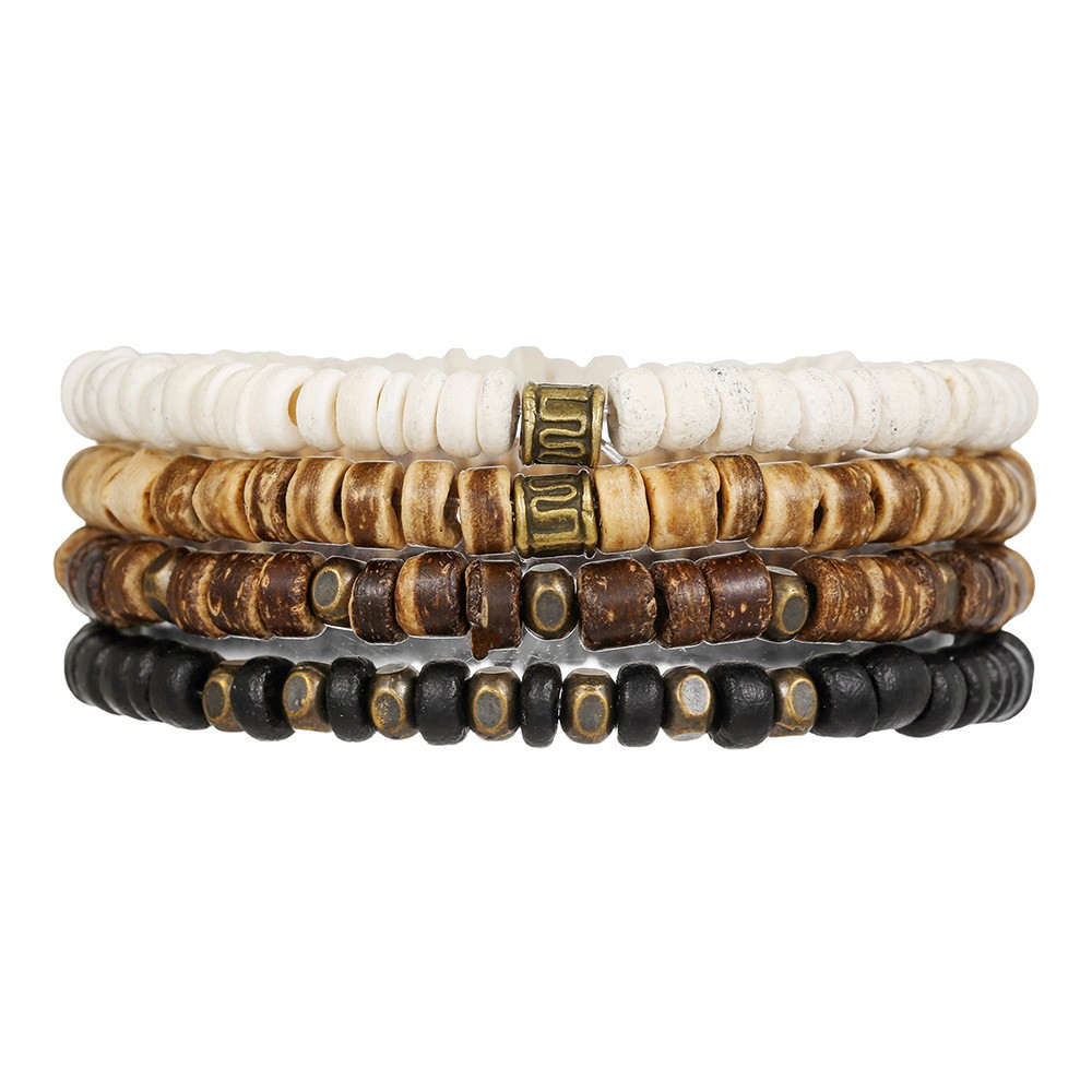 Mens Coconut Shell Stackable Surfer Bracelet Coconut Wood Custom Bracelets Set gallery