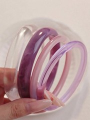 4pcs Multicolor N Retro Acrylic Round Bangle Bracelets For Women
